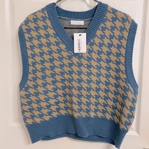 Oak + Fort HOUNDSTOOTH SWEATER VEST in Small